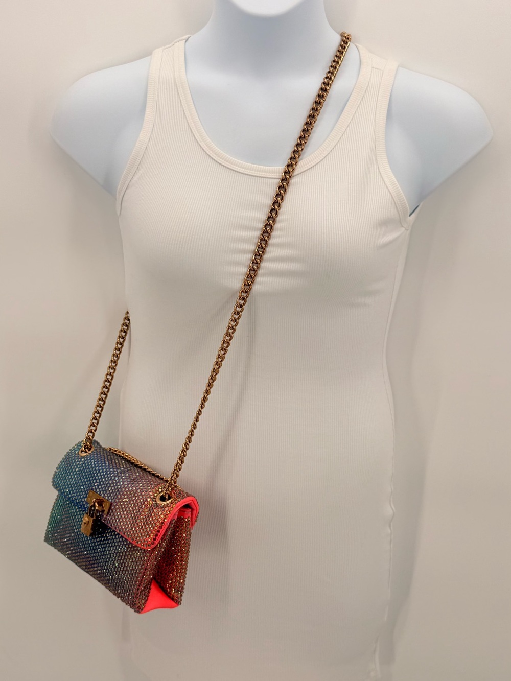 KURT GEIGER Mini Brixton Crystal Ombré Purple Rainbow Crossbody Bag NWT - Picture 5 of 14
